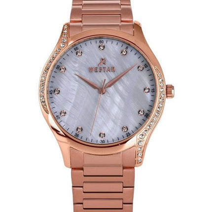 Montre pour femme Westar Zing Crystal Accents, ton or rose, acier inoxydable, cadran en nacre blanche, Quartz 00127PPN611
