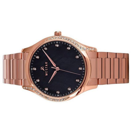 Montre pour femme Westar Zing Crystal Accents, ton or rose, acier inoxydable, cadran en nacre noire, Quartz 00127PPN613