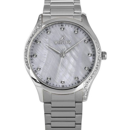 Montre pour femme Westar Zing Crystal Accents en acier inoxydable avec cadran en nacre blanche et quartz 00127STN111