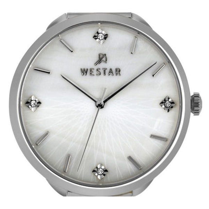 Montre pour femme Westar Zing Crystal Accents en maille d'acier inoxydable avec cadran en nacre blanche à quartz 00128STN11