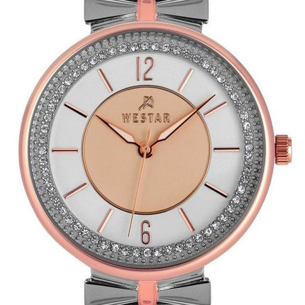 Montre pour femme Westar Zing Crystal Accents en maille d'acier inoxydable avec cadran doré et argenté 00130SPN601