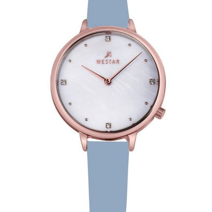 Montre pour femme Westar Zing Crystal Accents Bracelet en cuir Cadran en nacre blanche Quartz 00133PPN681