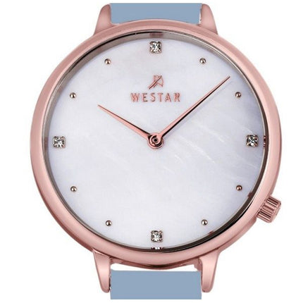 Montre pour femme Westar Zing Crystal Accents Bracelet en cuir Cadran en nacre blanche Quartz 00133PPN681