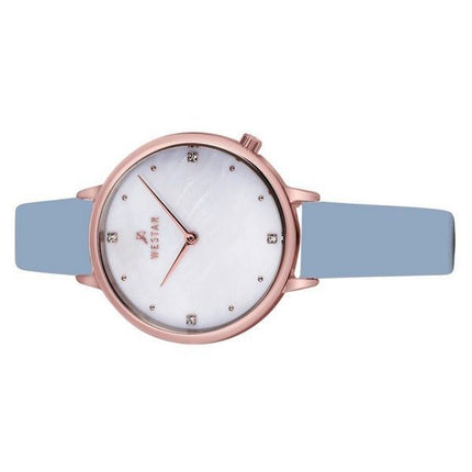 Montre pour femme Westar Zing Crystal Accents Bracelet en cuir Cadran en nacre blanche Quartz 00133PPN681
