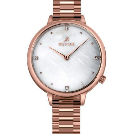 Montre pour femme Westar Zing Crystal Accents, ton or rose, acier inoxydable, cadran en nacre blanche, Quartz 00135PPN611