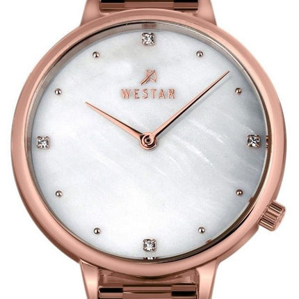 Montre pour femme Westar Zing Crystal Accents, ton or rose, acier inoxydable, cadran en nacre blanche, Quartz 00135PPN611