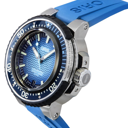 Montre de plongée automatique Oris Aquis Pro pour homme, bracelet en caoutchouc, cadran bleu, 01-400-7777-7155-Set, 4 000 m