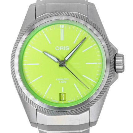 Montre homme Oris ProPilot X Kermit Edition, cadran vert en titane, automatique, 01-400-7778-7157-Set 100 m
