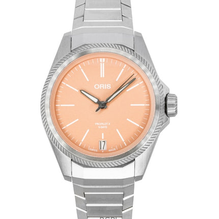Montre unisexe Oris Propilot X Calibre 400 en titane, cadran saumon, automatique, 01-400-7778-7158-07-7-20-01TLC 100M