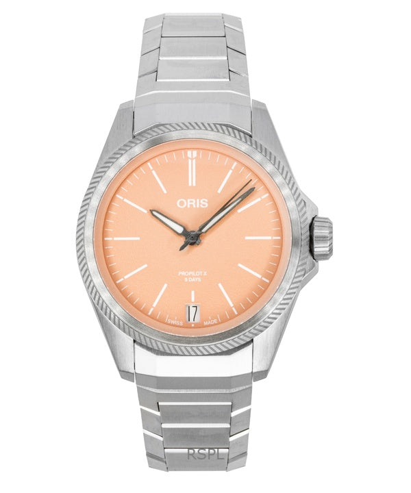 Montre unisexe Oris Propilot X Calibre 400 en titane, cadran saumon, automatique, 01-400-7778-7158-07-7-20-01TLC 100M