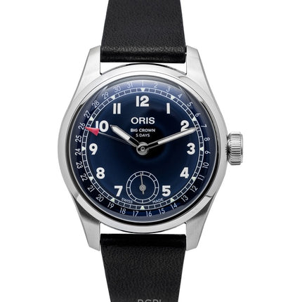Montre homme Oris Big Crown Pointer Date Calibre 403, bracelet cuir, cadran bleu, automatique, 01-403-7776-4065-07-5-19-11