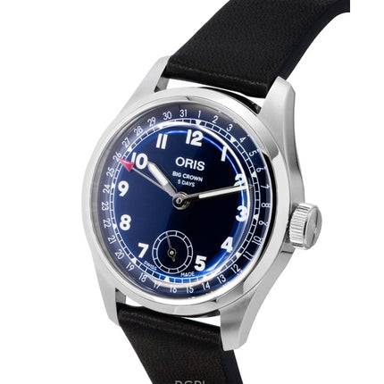 Montre homme Oris Big Crown Pointer Date Calibre 403, bracelet cuir, cadran bleu, automatique, 01-403-7776-4065-07-5-19-11