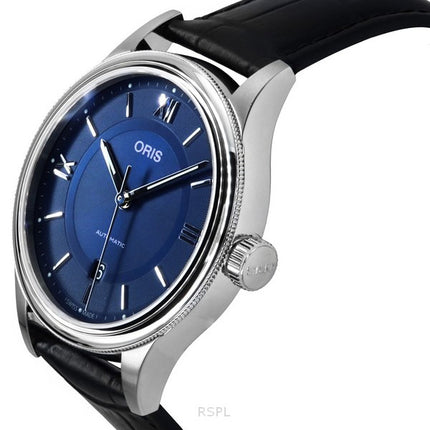 Montre Homme Oris Classic Date Bracelet Cuir Cadran Bleu Automatique 01 733 7719 4075-07 5 20 35