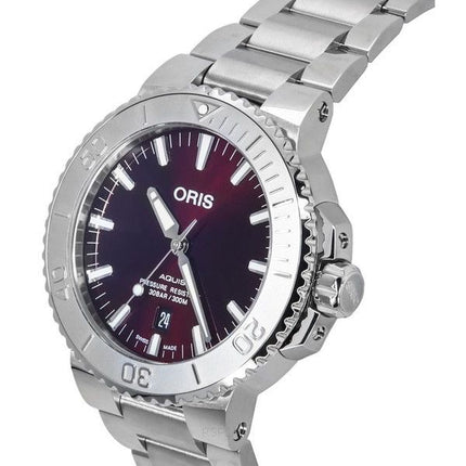 Montre de plongée automatique Oris Aquis Date Relief en acier inoxydable avec cadran rouge 01 733 7730 4158-07 8 24 05PEB 300M p