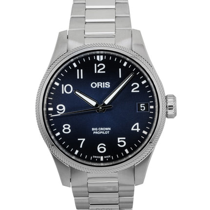 Montre homme Oris Big Crown Propilot en acier inoxydable, cadran bleu, automatique, 01-751-7761-4065-07-8-20-08P, 100 m