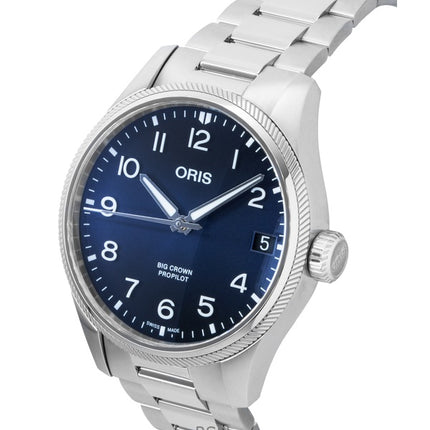 Montre homme Oris Big Crown Propilot en acier inoxydable, cadran bleu, automatique, 01-751-7761-4065-07-8-20-08P, 100 m