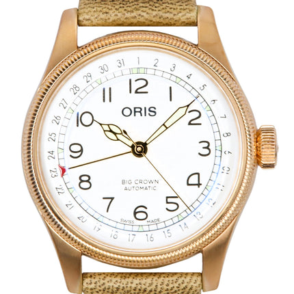 Montre homme Oris Big Crown Father Time édition limitée cadran blanc automatique 01-754-7741-3161-Set avec bracelet supplémentaire