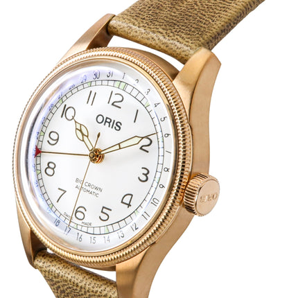 Montre homme Oris Big Crown Father Time édition limitée cadran blanc automatique 01-754-7741-3161-Set avec bracelet supplémentaire