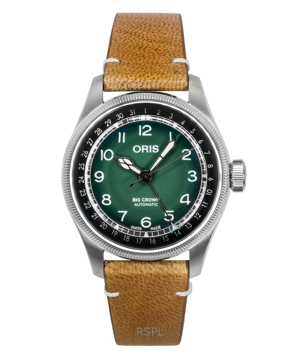 Montre homme Oris Big Crown Cervo Volante, bracelet cuir, cadran vert, automatique, 01-754-7779-4067-Set