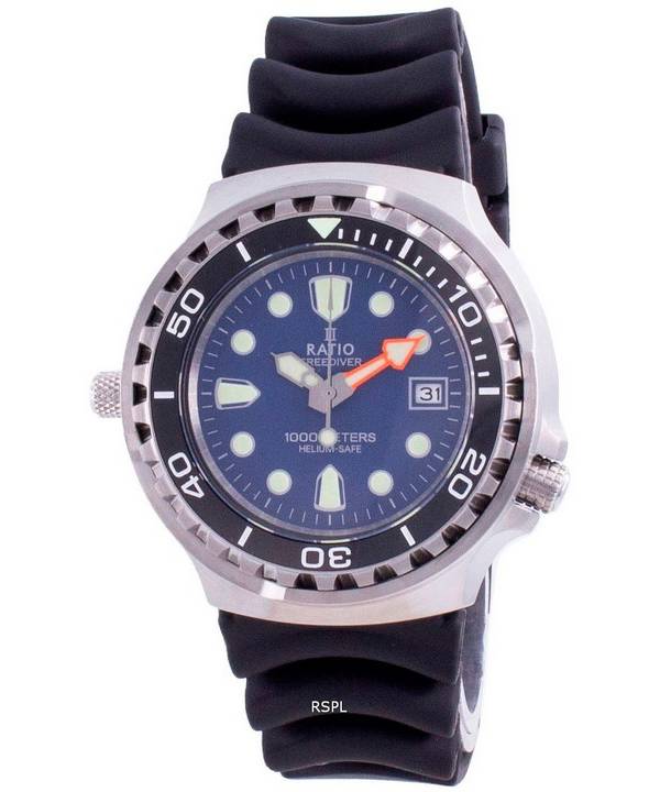 HORSMontre pour homme Ratio 2nd Generation Free Diver sans hÃ©lium Ã  quartz 1038EF102V-BLU-V02 1000M
