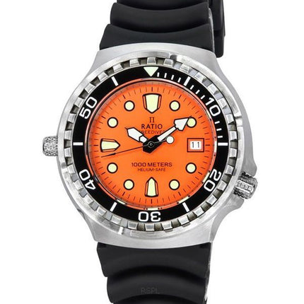Montre Ratio FreeDiver Helium Safe Sapphire Quartz Orange Dial 1038EF102V-ORG pour homme 1000M