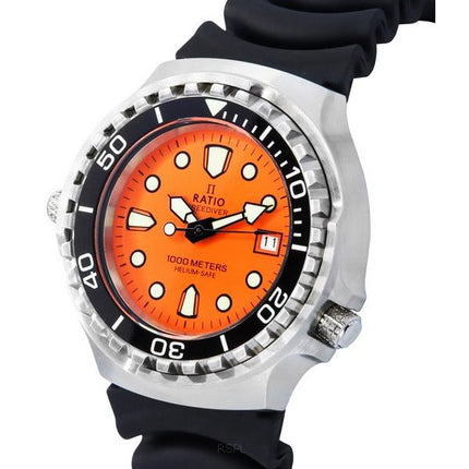 Montre Ratio FreeDiver Helium Safe Sapphire Quartz Orange Dial 1038EF102V-ORG pour homme 1000M
