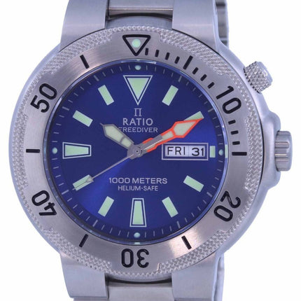 Ratio FreeDiver Cadran Bleu Acier Inoxydable Quartz 1050MD93-12V-BLU 1000M Montre Homme