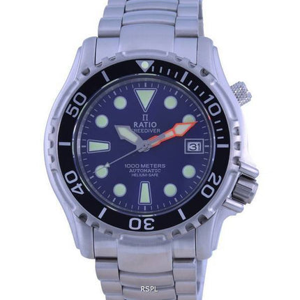 Ratio FreeDiver Helium Safe 1000M Cadran Bleu Acier Inoxydable Automatique 1066KE26-33VA-BLU Montre Homme