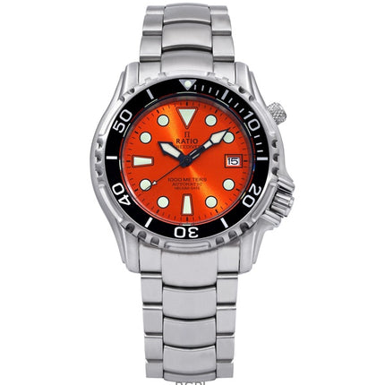 Ratio FreeDiver Helium Safe 1000M Cadran Orange Acier Inoxydable Automatique 1066KE26-33VA-ORG Montre Homme