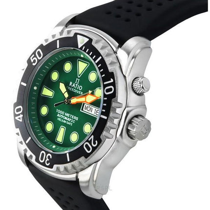 Montre pour homme Ratio FreeDiver Version 02 Helium Safe 1000M Saphir Automatique Cadran vert 1068HA90-34VA-GRN-V02