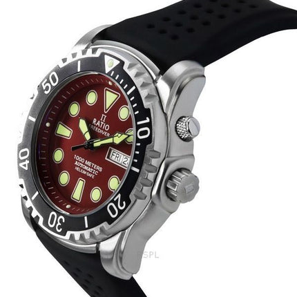 Montre pour homme Ratio FreeDiver Version 02 Helium Safe 1000M Saphir Automatique Cadran rouge 1068HA90-34VA-RED-V02