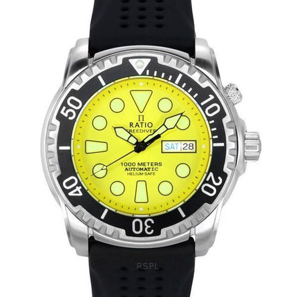 Montre pour homme Ratio FreeDiver Version 03 Helium Safe 1000M Cadran jaune automatique 1068HA90-34VA-YLW-V03
