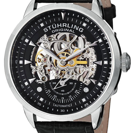 Stührling Original exécutif automatique squelette noir cuir véritable 133.33151 montre homme