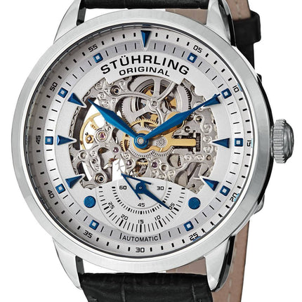 Stührling Original exécutif automatique squelette noir cuir véritable 133.33152 montre homme