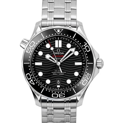 Montre de plongée automatique Omega Seamaster en acier inoxydable avec cadran noir, modèle 210.30.42.20.01.001, 300 m, pour homme