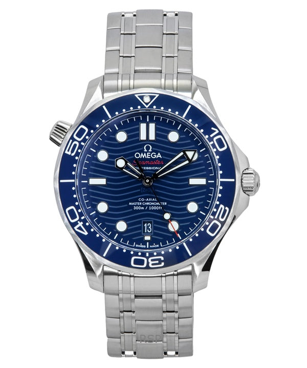 Montre de plongée automatique Omega Seamaster en acier inoxydable avec cadran bleu 210.30.42.20.03.001 300 m pour homme