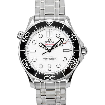 Montre de plongée automatique Omega Seamaster en acier inoxydable avec cadran blanc, modèle 210.30.42.20.04.001, 300 m, pour homme