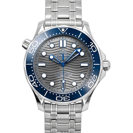 Montre de plongée automatique Omega Seamaster en acier inoxydable avec cadran gris, modèle 210.30.42.20.06.001, 300 m, pour homme
