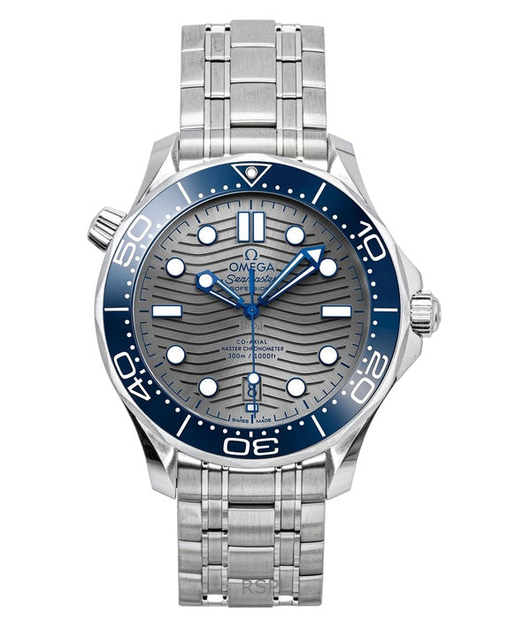 Montre de plongée automatique Omega Seamaster en acier inoxydable avec cadran gris, modèle 210.30.42.20.06.001, 300 m, pour homme