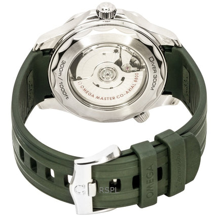 Montre de plongée automatique Omega Seamaster pour homme, bracelet en caoutchouc, cadran vert, 210.32.42.20.10.001, 300 m