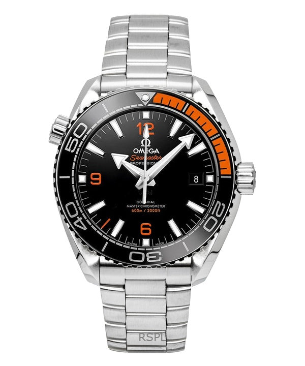 Montre de plongée automatique Omega Seamaster Planet Ocean en acier inoxydable avec cadran noir, modèle 215.30.44.21.01.002, 600 m, pour homme