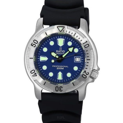 Montre pour homme Ratio FreeDiver Professional avec cadran bleu saphir et quartz 22AD202-BLU 200M