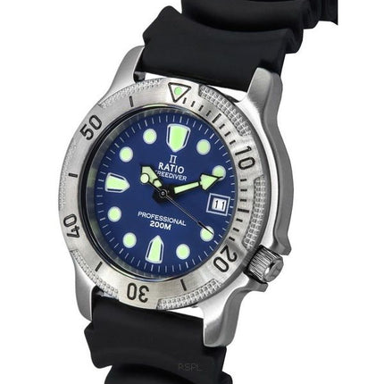 Montre pour homme Ratio FreeDiver Professional avec cadran bleu saphir et quartz 22AD202-BLU 200M
