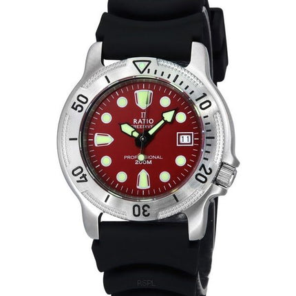 Montre pour homme Ratio FreeDiver Professional avec cadran rouge saphir et quartz 22AD202-RED 200M