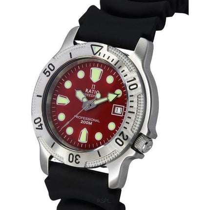 Montre pour homme Ratio FreeDiver Professional avec cadran rouge saphir et quartz 22AD202-RED 200M
