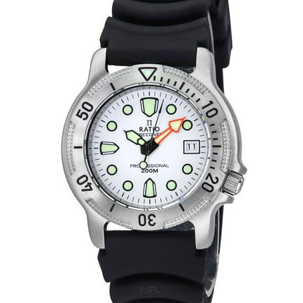 Montre pour homme Ratio FreeDiver Professional avec cadran blanc saphir et quartz 22AD202-WHT 200M