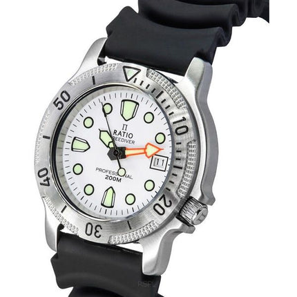 Montre pour homme Ratio FreeDiver Professional avec cadran blanc saphir et quartz 22AD202-WHT 200M