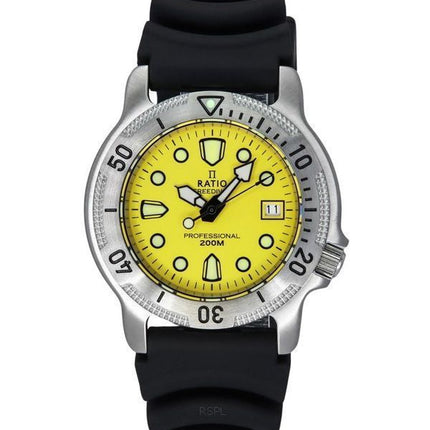 Montre pour homme Ratio FreeDiver Professional avec cadran jaune saphir et quartz 22AD202-YLW 200M