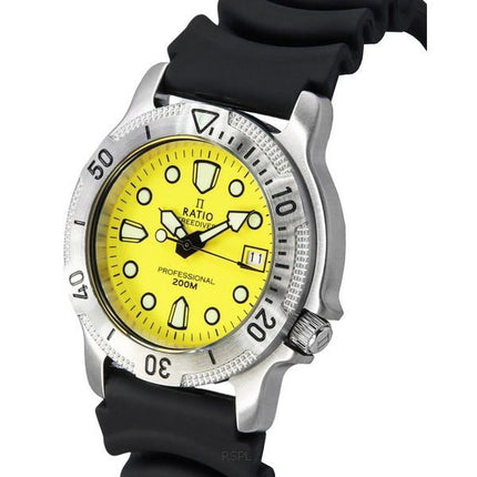 Montre pour homme Ratio FreeDiver Professional avec cadran jaune saphir et quartz 22AD202-YLW 200M