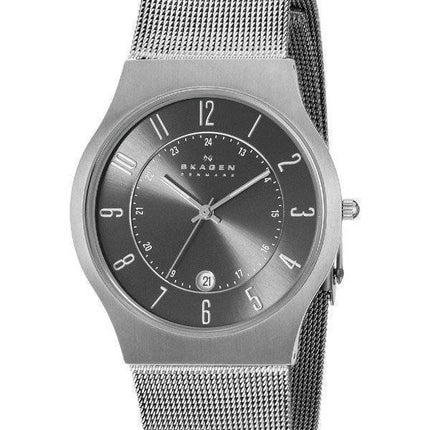 Skagen Gunmetal cadran gris titane affaire maille Bracelet 233XLTTM montre homme
